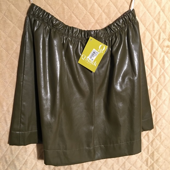 QMACK Khaki Vegan Leather Jacket & Skirt - Picture 3 of 6